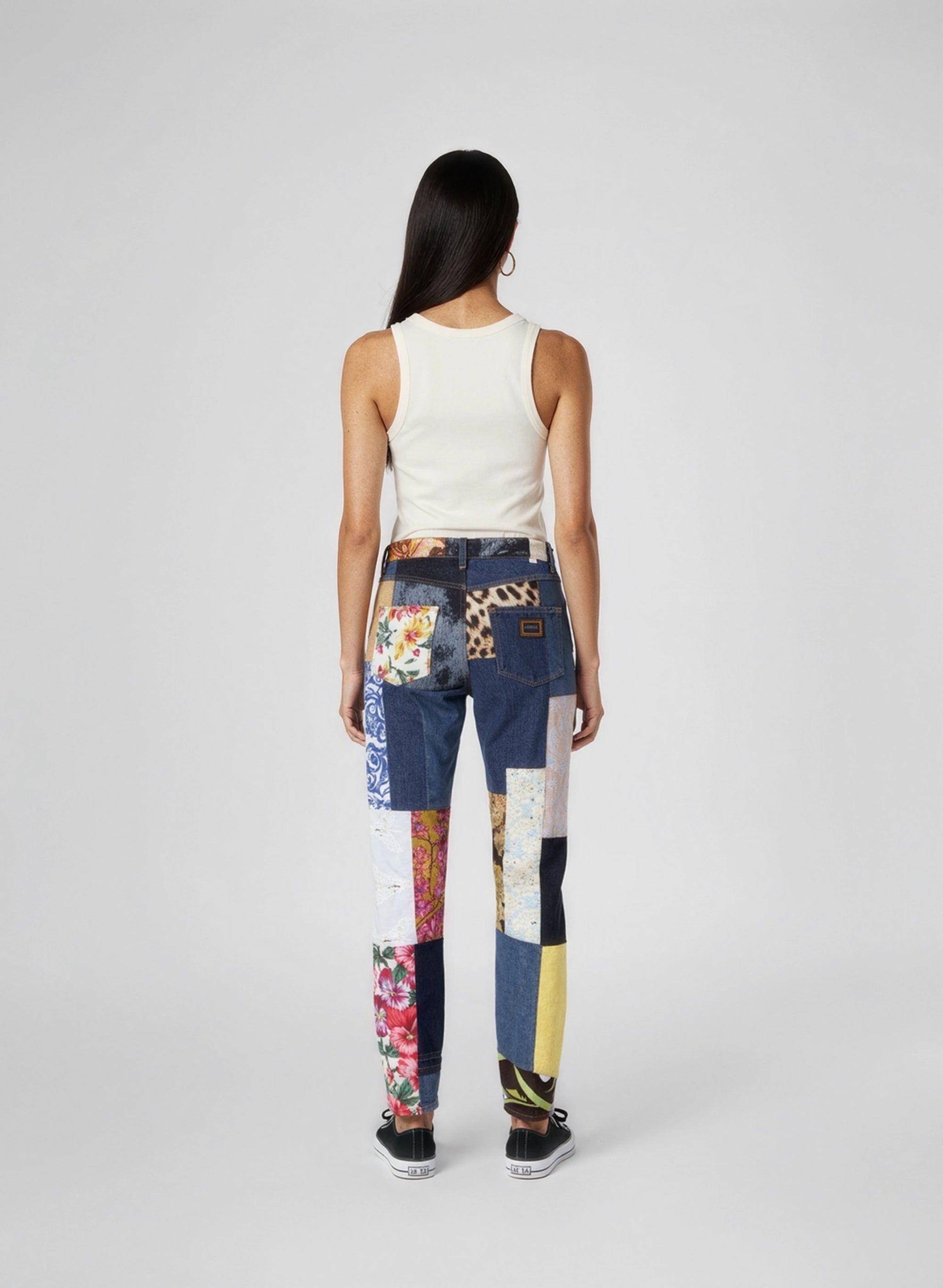 High-waisted patchwork jeans - Multicolour