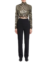 Top court à sequins en dentelle - Platinum & Black