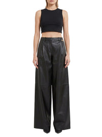 Pantalon large plissé en cuir - Raven