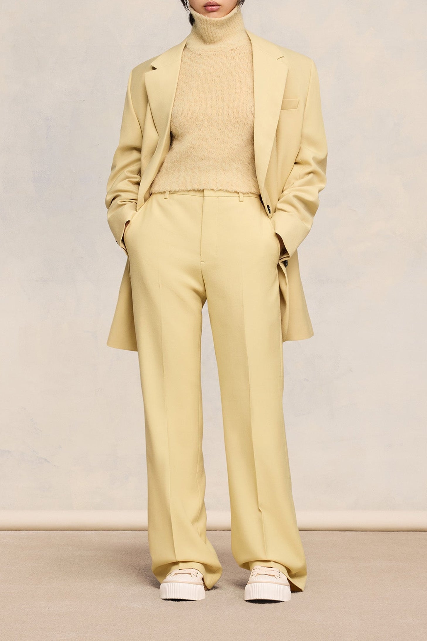 Pantalon flare en laine - Vanilla Cream