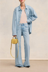 Pantalon Flare à fentes en denim - Bleached Blue