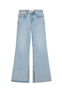 Pantalon Flare à fentes en denim - Bleached Blue