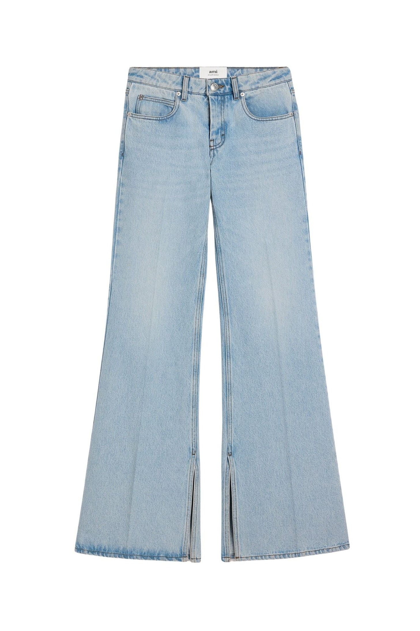 Pantalon Flare à fentes en denim - Bleached Blue