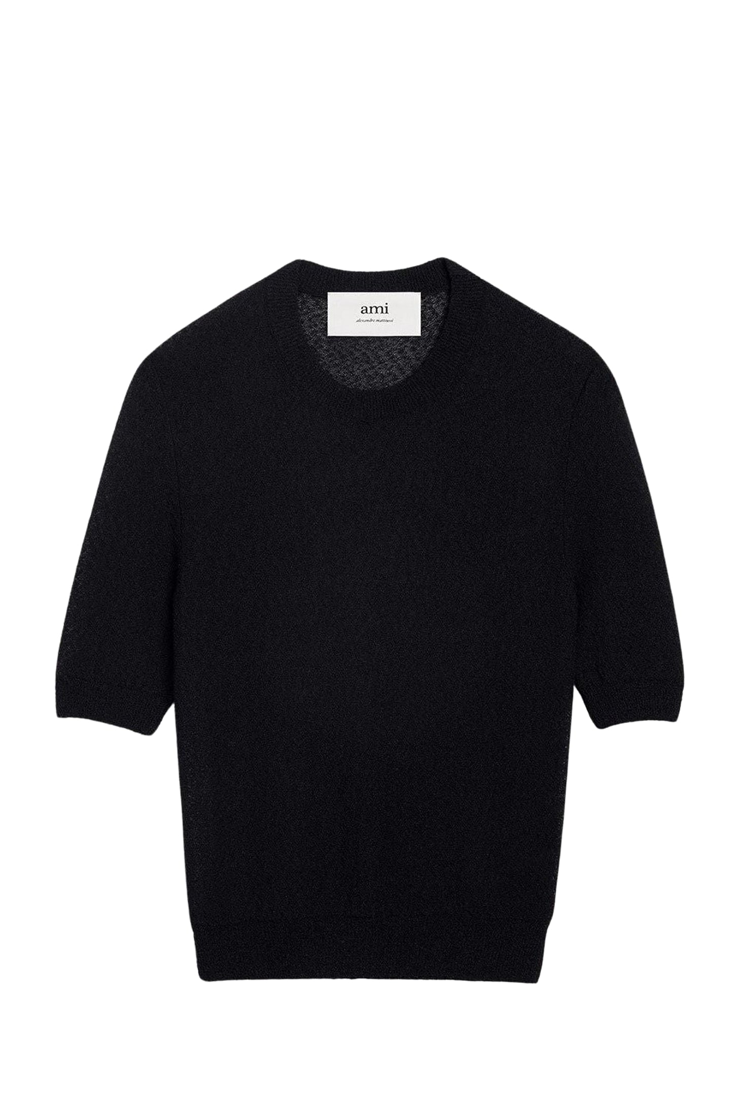 T-shirt col rond crop bouclé - Black