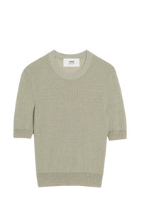 T-shirt col rond crop bouclé - Sage