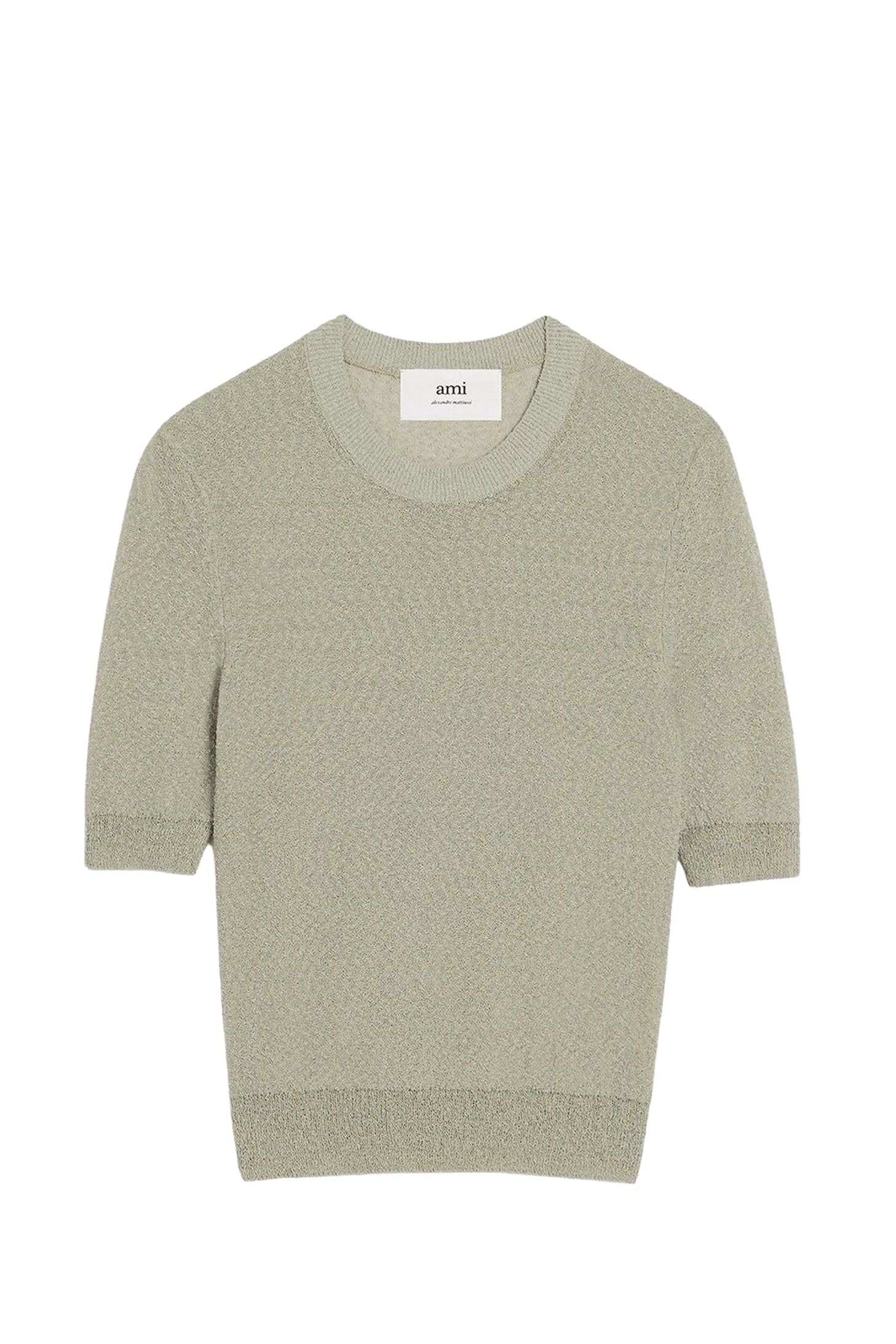 T-shirt col rond crop bouclé - Sage