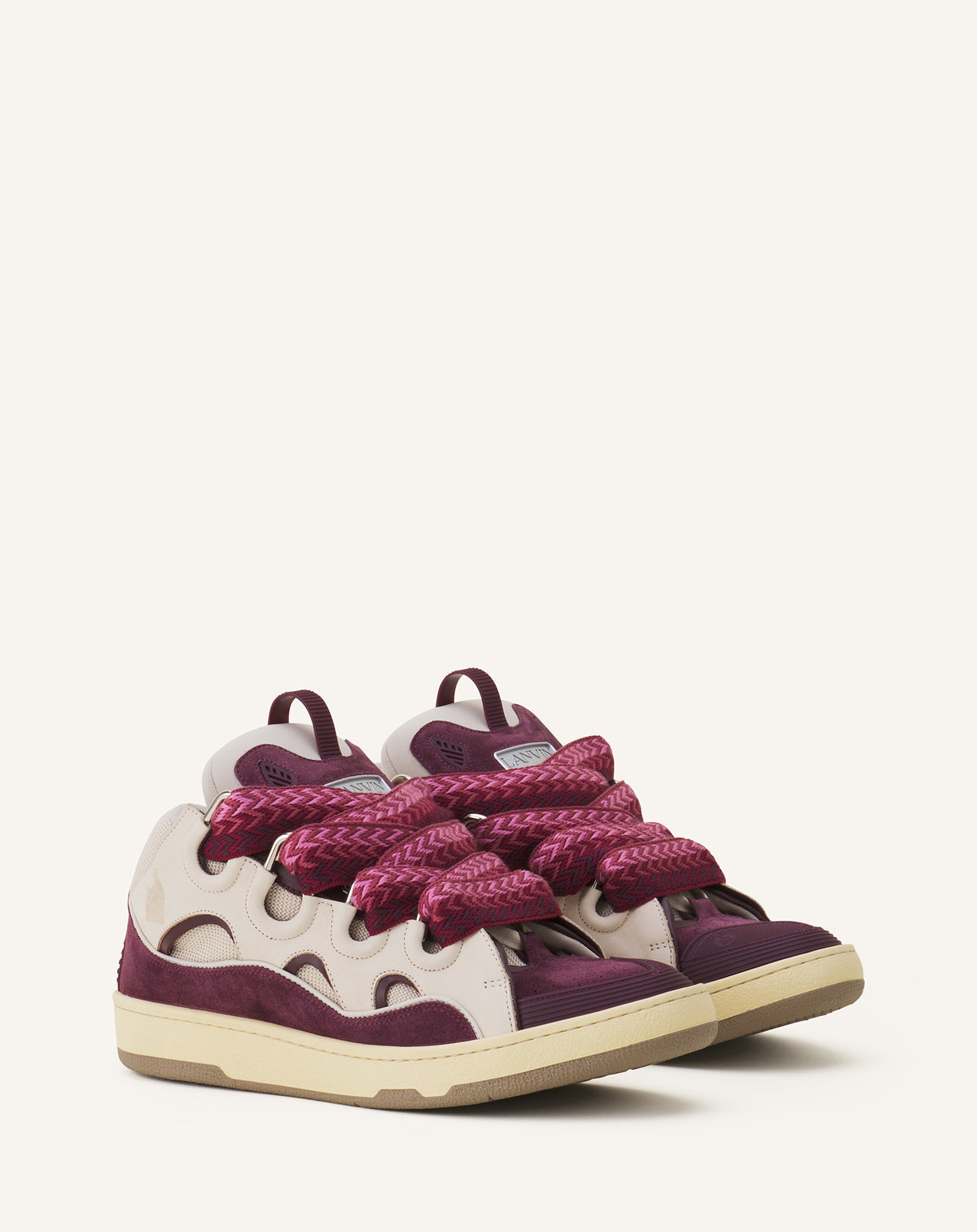 Curb sneakers bicolore - Beige & bordeaux