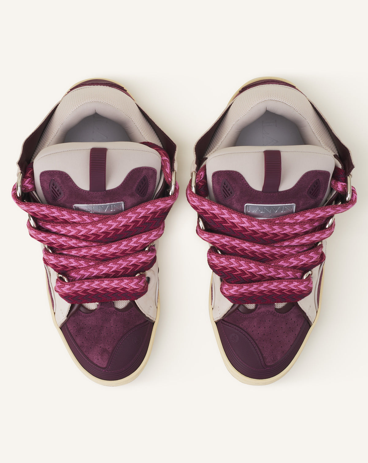 Curb sneakers bicolore - Beige & bordeaux