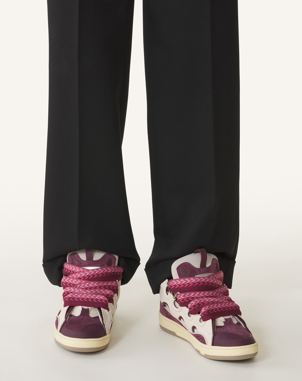 Curb sneakers bicolore - Beige & bordeaux
