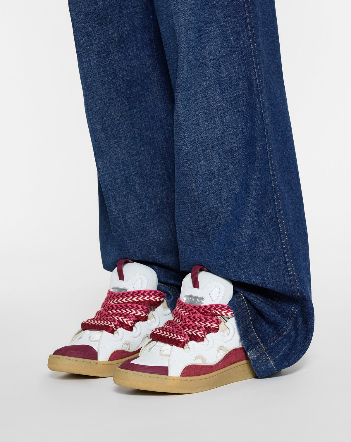 Curb sneakers bicolore - Blanc & framboise