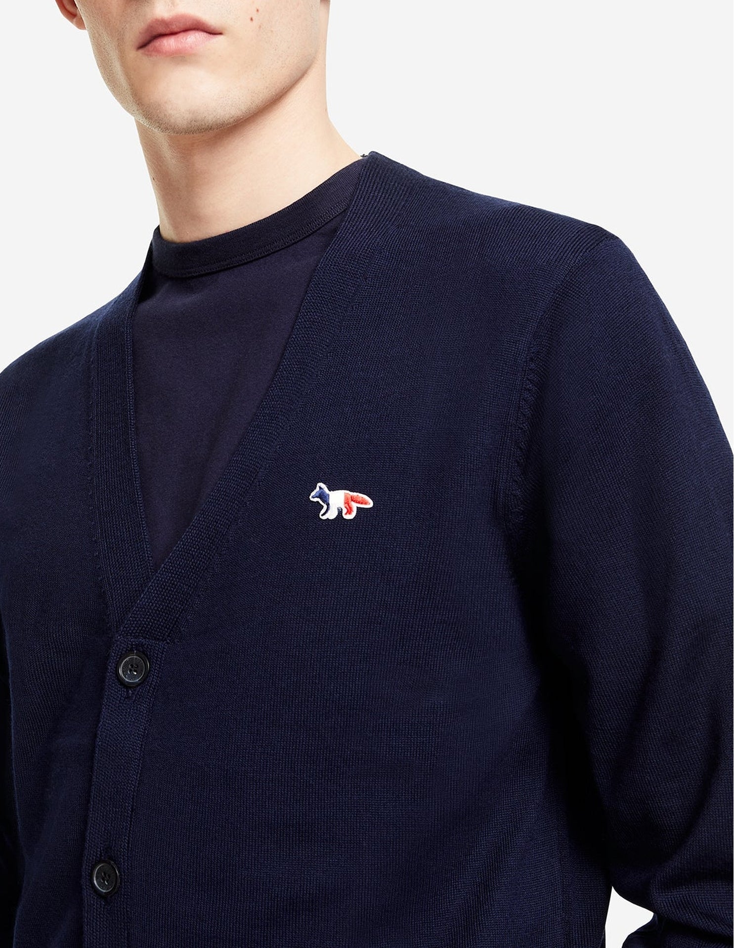Cardigan with wool crest - Navy