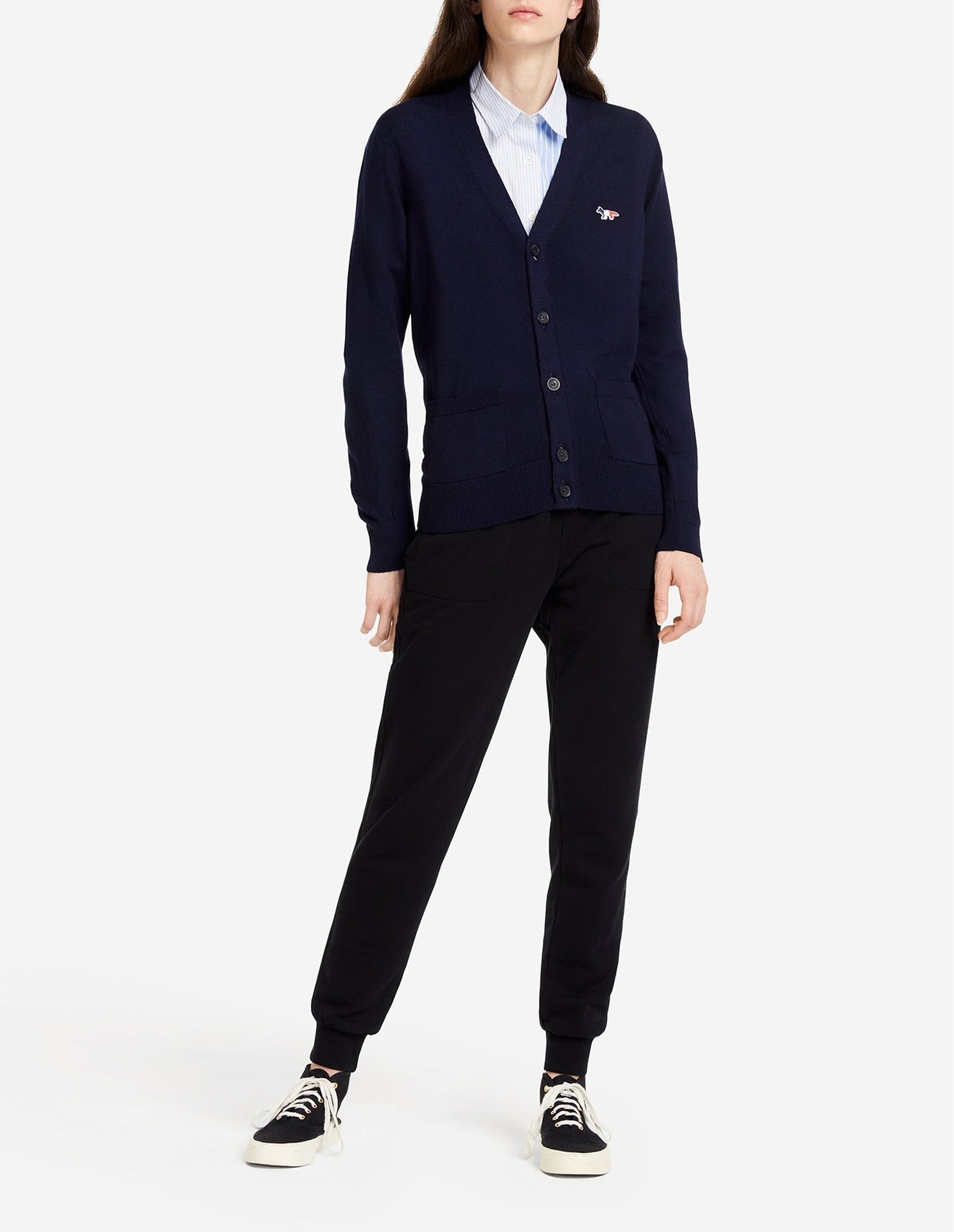 Cardigan with wool crest - Navy