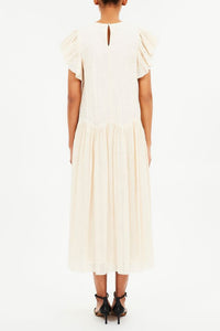 Robe midi Sylvaine à manches papillon - Cowrie