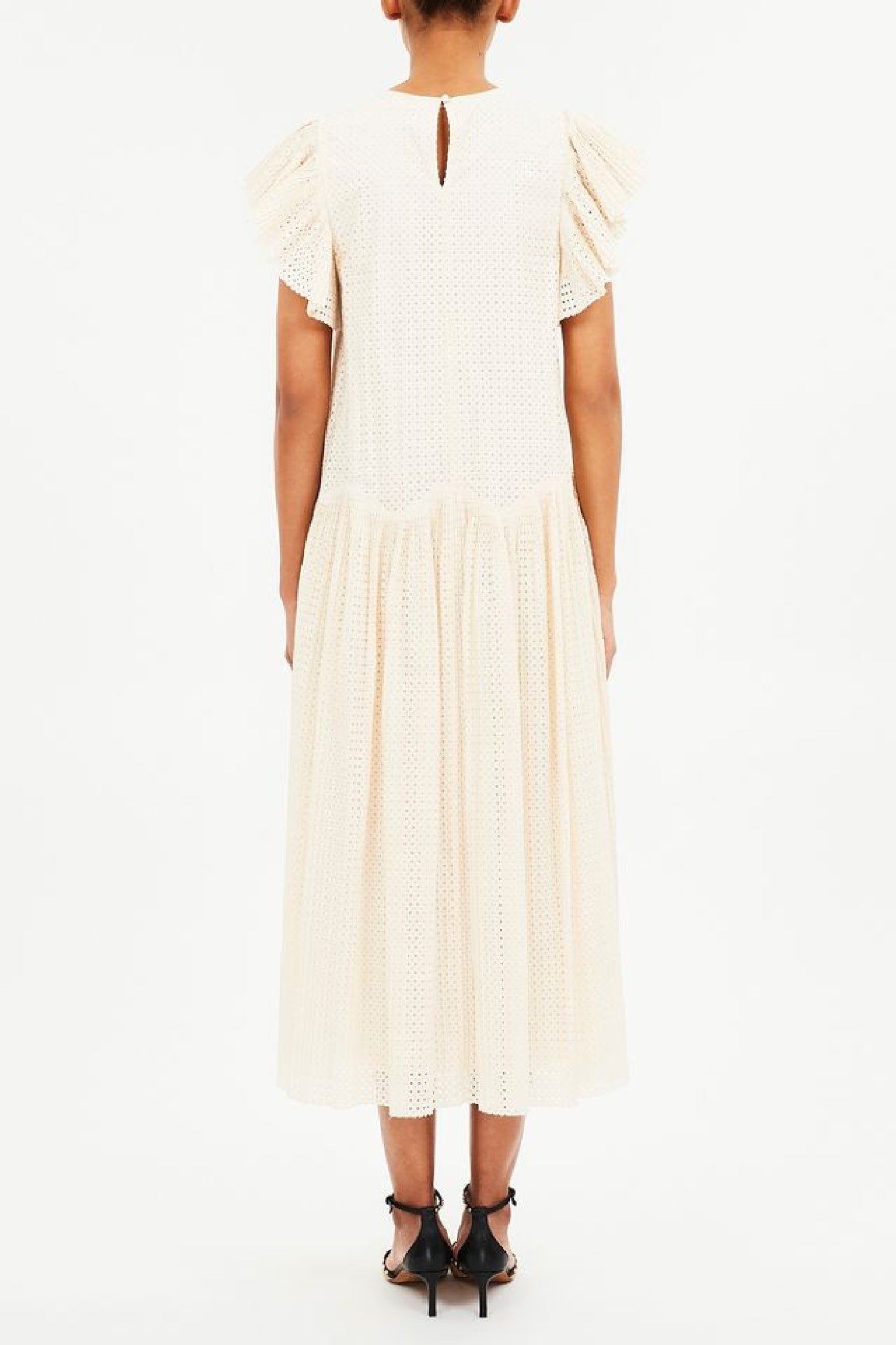 Robe midi Sylvaine à manches papillon - Cowrie