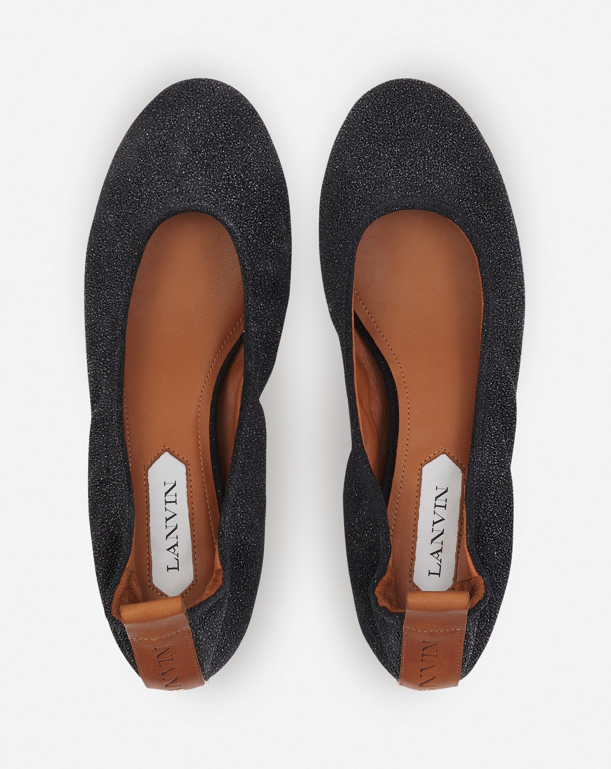 Ballerina avec cuir scintillant - Noir