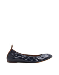 Ballerines à bout rond en cuir - Bleu Marine
