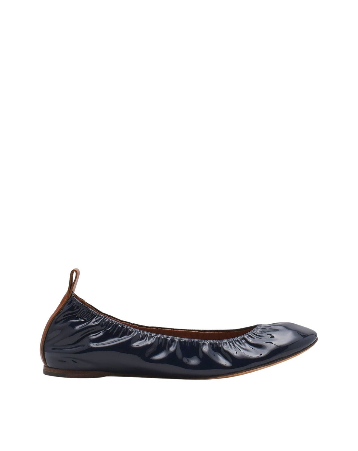 Ballerines à bout rond en cuir - Bleu Marine