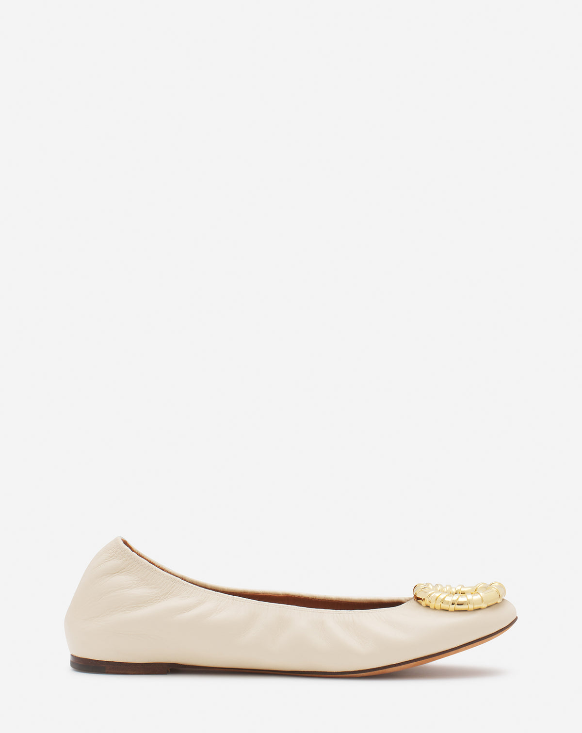 Ballerines bijoux en cuir - Beige