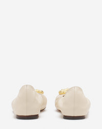 Ballerines bijoux en cuir - Beige