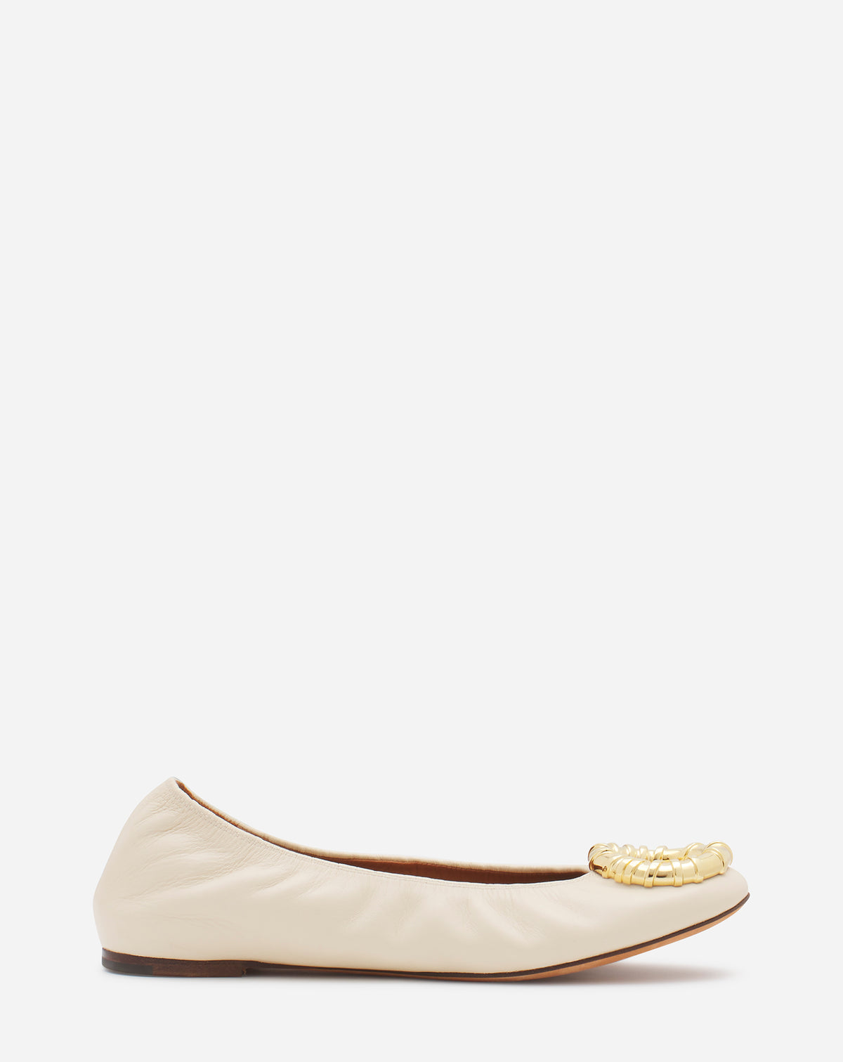 Ballerines bijoux en cuir - Beige