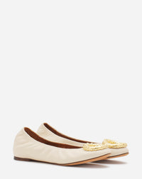 Ballerines bijoux en cuir - Beige