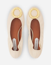 Ballerines bijoux en cuir - Beige