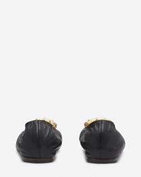 Ballerines bijoux en cuir - Noir