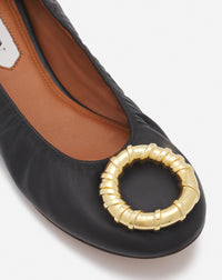 Ballerines bijoux en cuir - Noir
