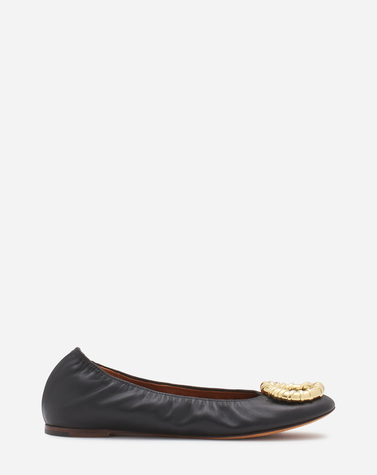 Ballerines bijoux en cuir - Noir