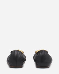 Ballerines bijoux en cuir - Noir