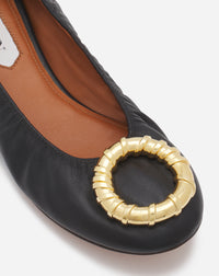 Ballerines bijoux en cuir - Noir