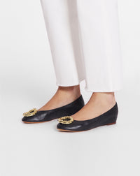 Ballerines bijoux en cuir - Noir