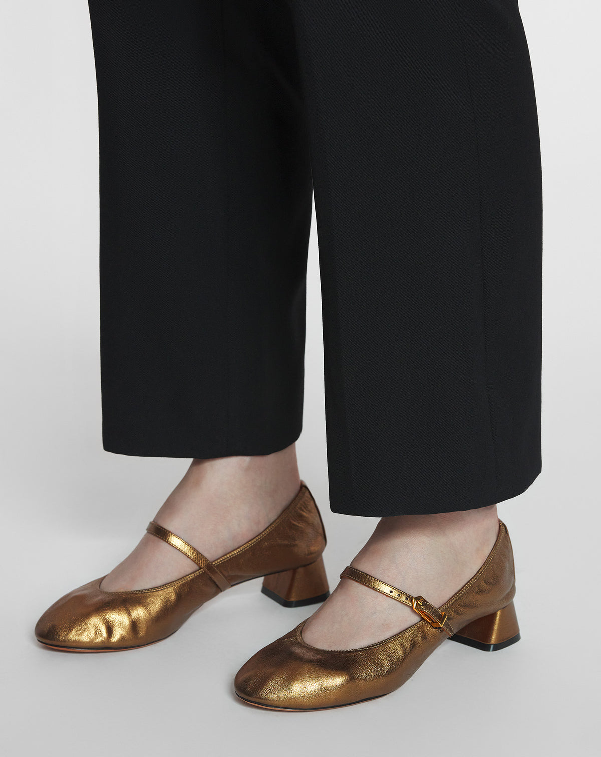 Ballerines à boucle en cuir - Bronze