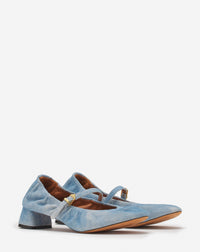 Ballerine a boucle a talon - Bleu jean