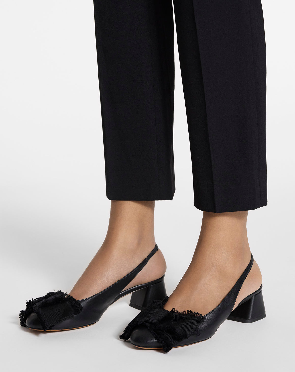Slingback a talon et noeud 35mm - Noir