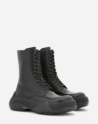 Bottines Flash-x à lactes en cuir - Noir & Noir