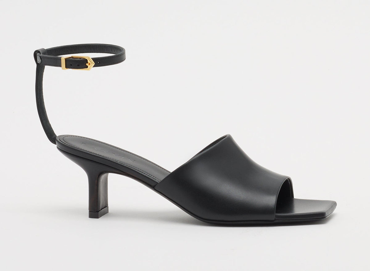 Sandale mule a talon - Noir