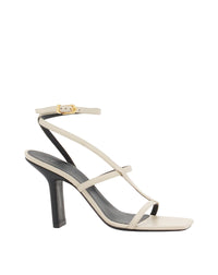 Sandale a talon - Blanc cassé  &  noir