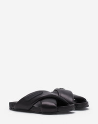 Sandales croisées en cuir - Noir