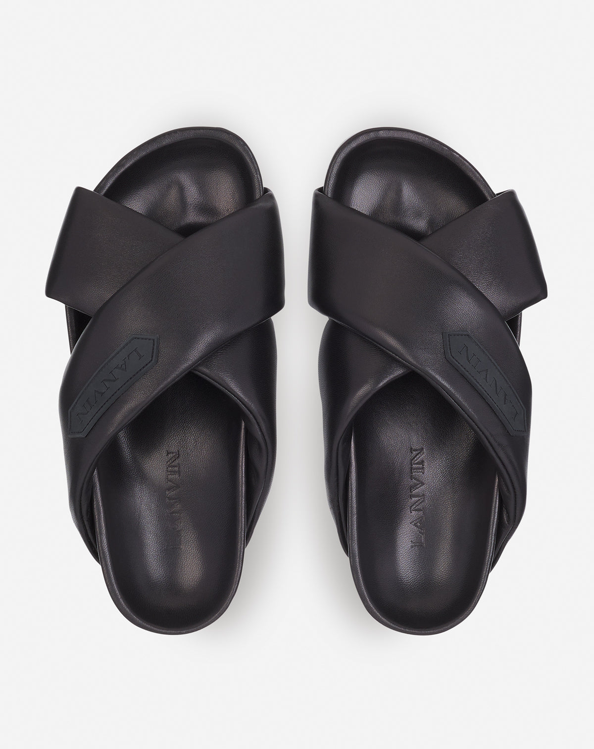 Sandales croisées en cuir - Noir