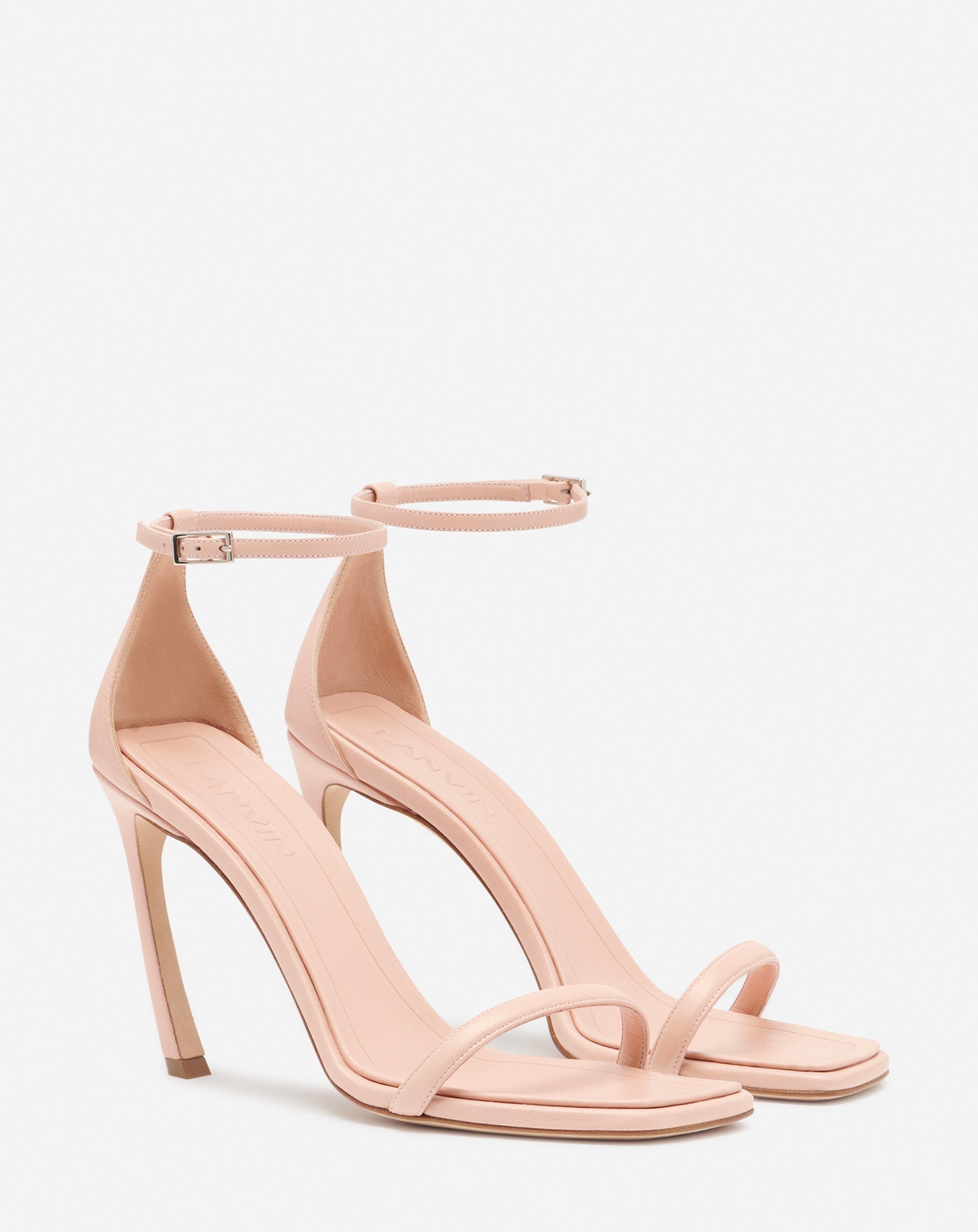 Sandales à talons 95 en cuir - Abricot Pastel