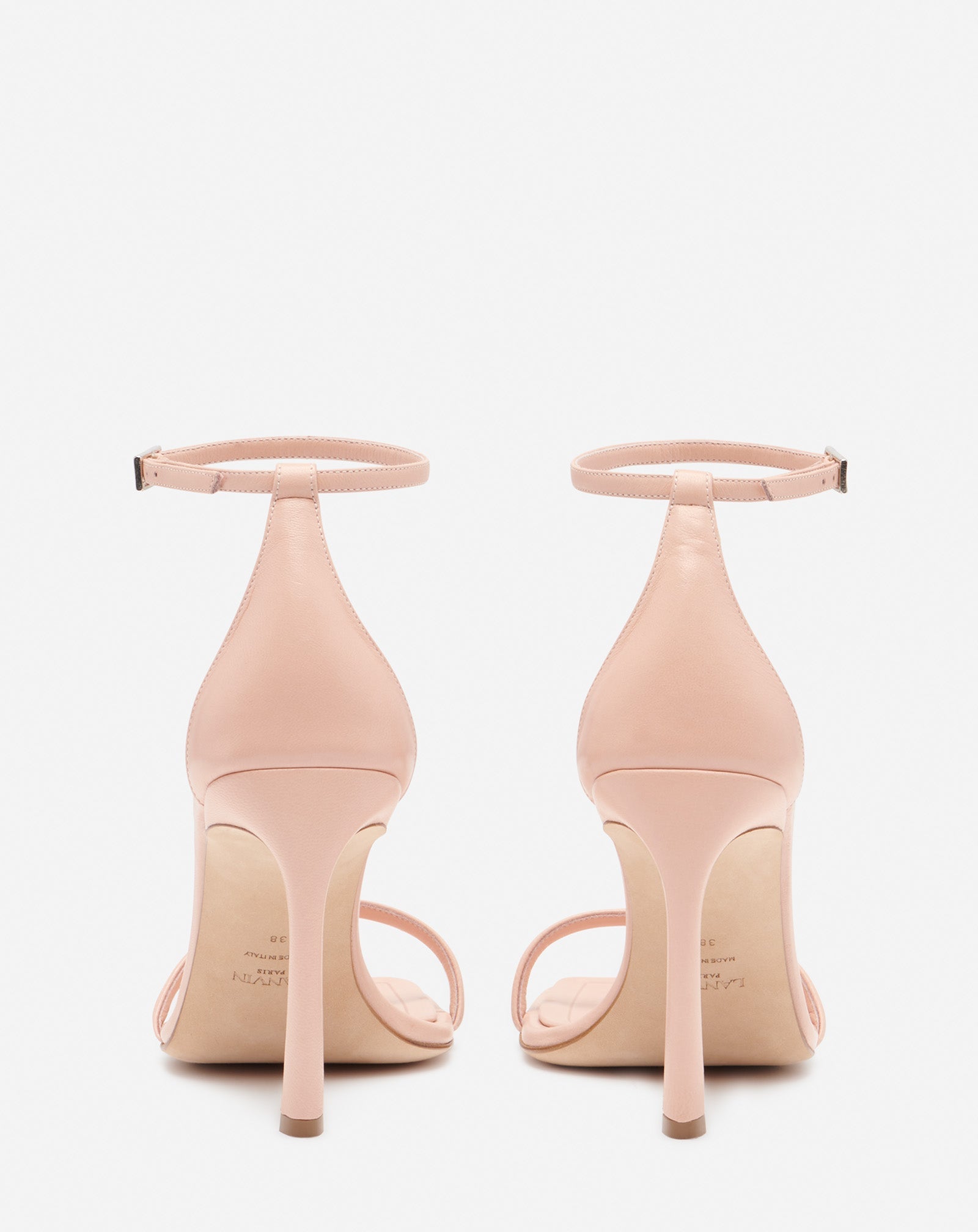 Sandales à talons 95 en cuir - Abricot Pastel