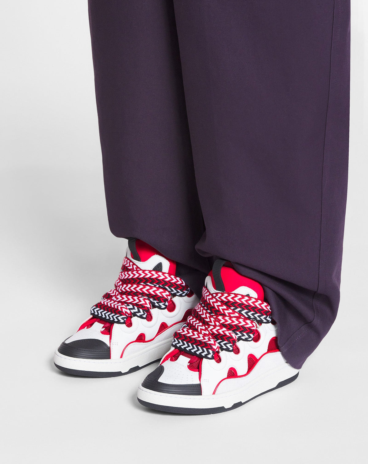 Baskets Curb en cuir - Rouge & Blanc