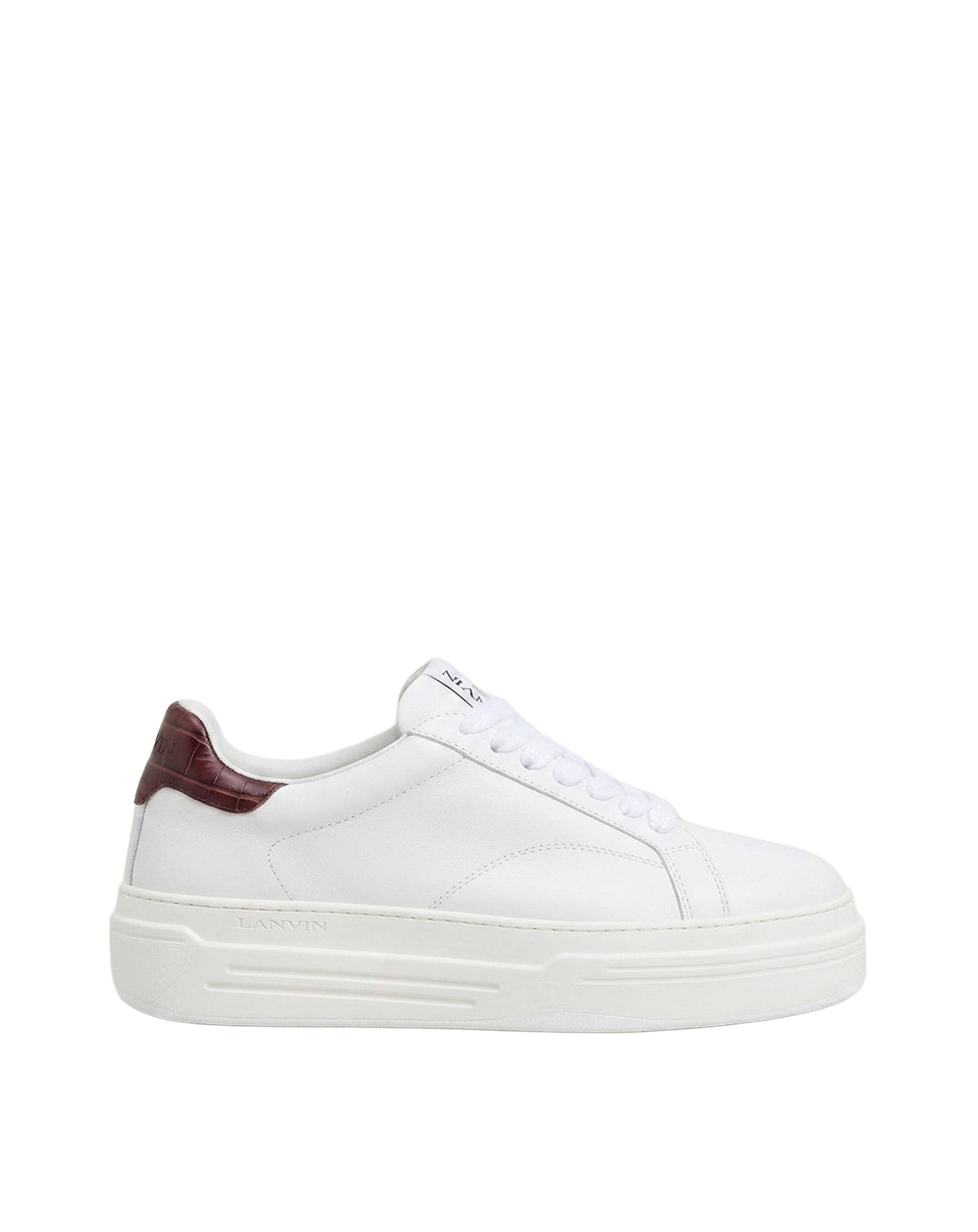 Baskets DDB0 plateforme croco en cuir - Blanc & Marron Foncé