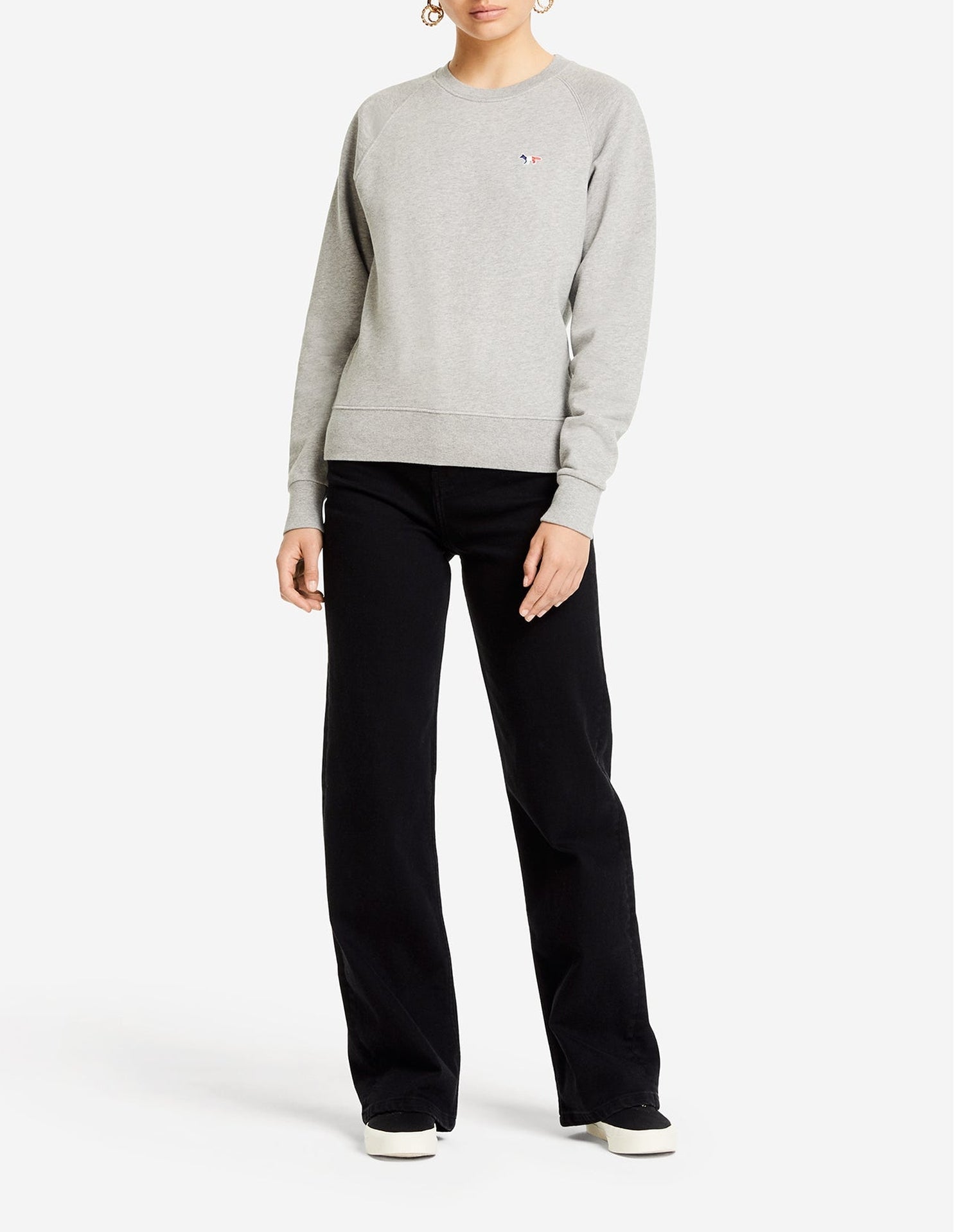 Fitted Fox sweatshirt with badge - Grey Melange