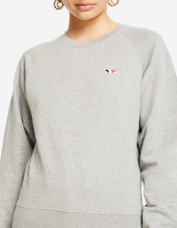 Fitted Fox sweatshirt with badge - Grey Melange