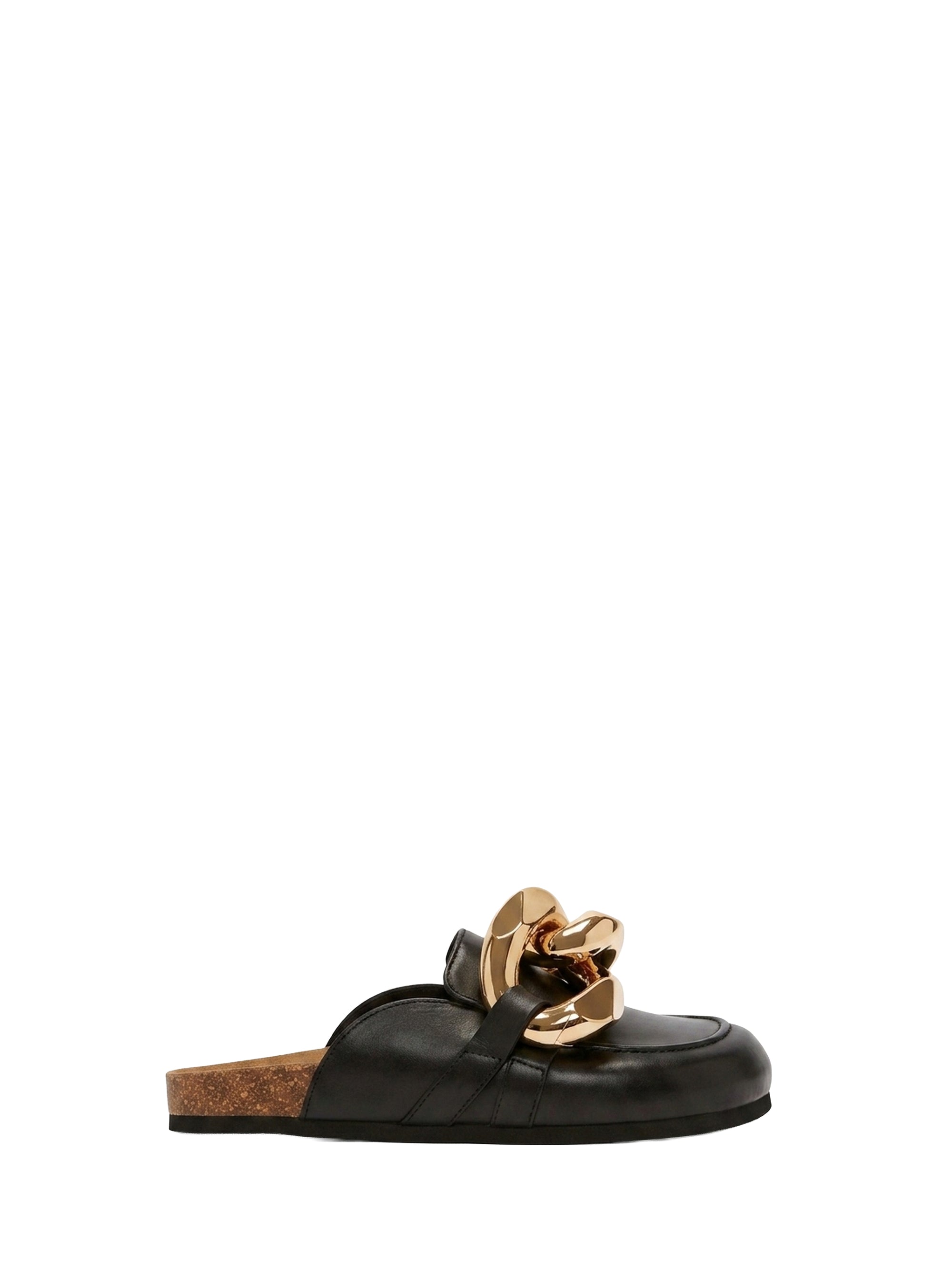 Leather chain mules - Black