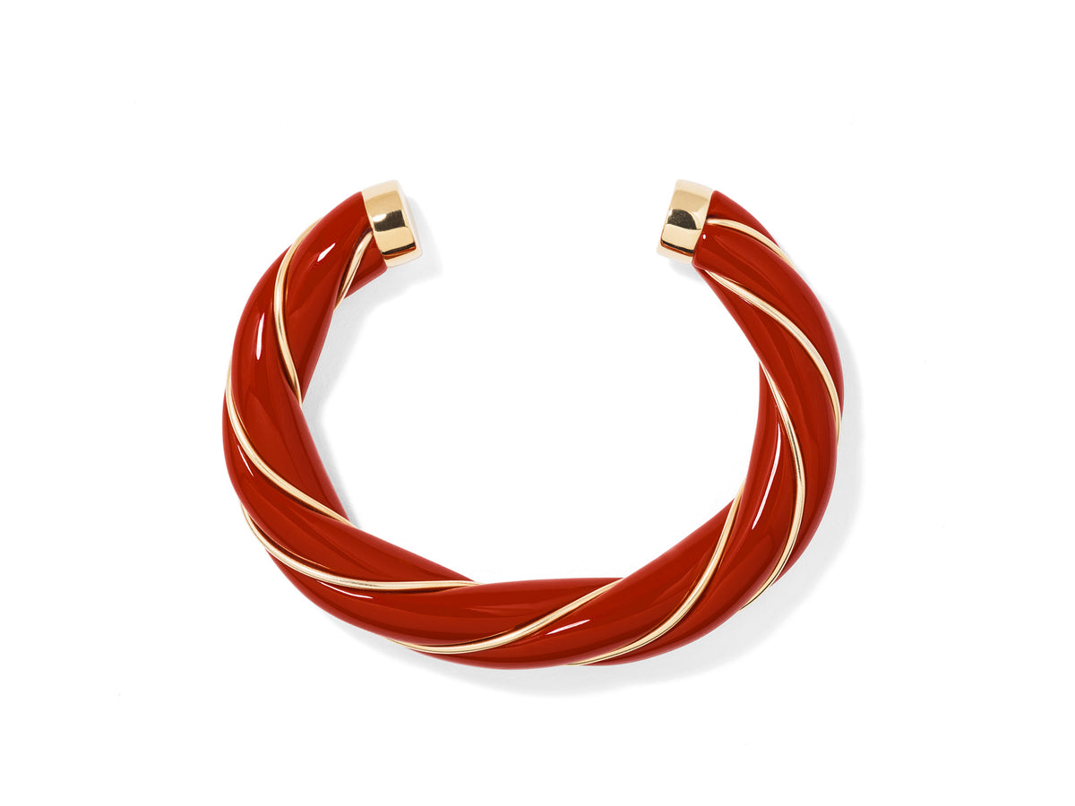 Bracelet Actua Diana Br Torsadee Resine Rouge - Doré et Rouge