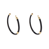 Boucles d'oreilles Katt Boucles D'Oreilles Creoles Paire Resine Noir  - Doré