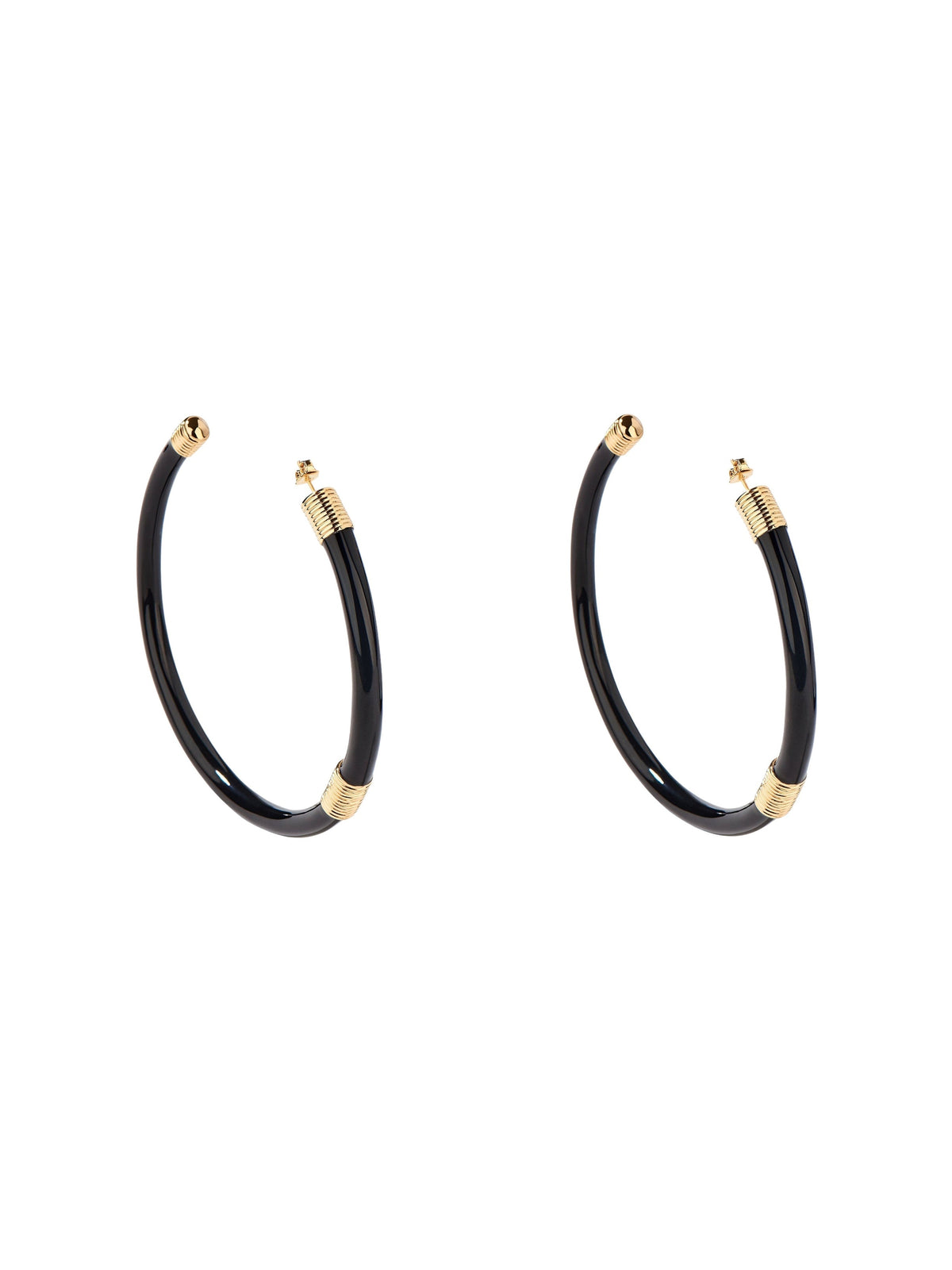 Boucles d'oreilles Katt Boucles D'Oreilles Creoles Paire Resine Noir  - Doré